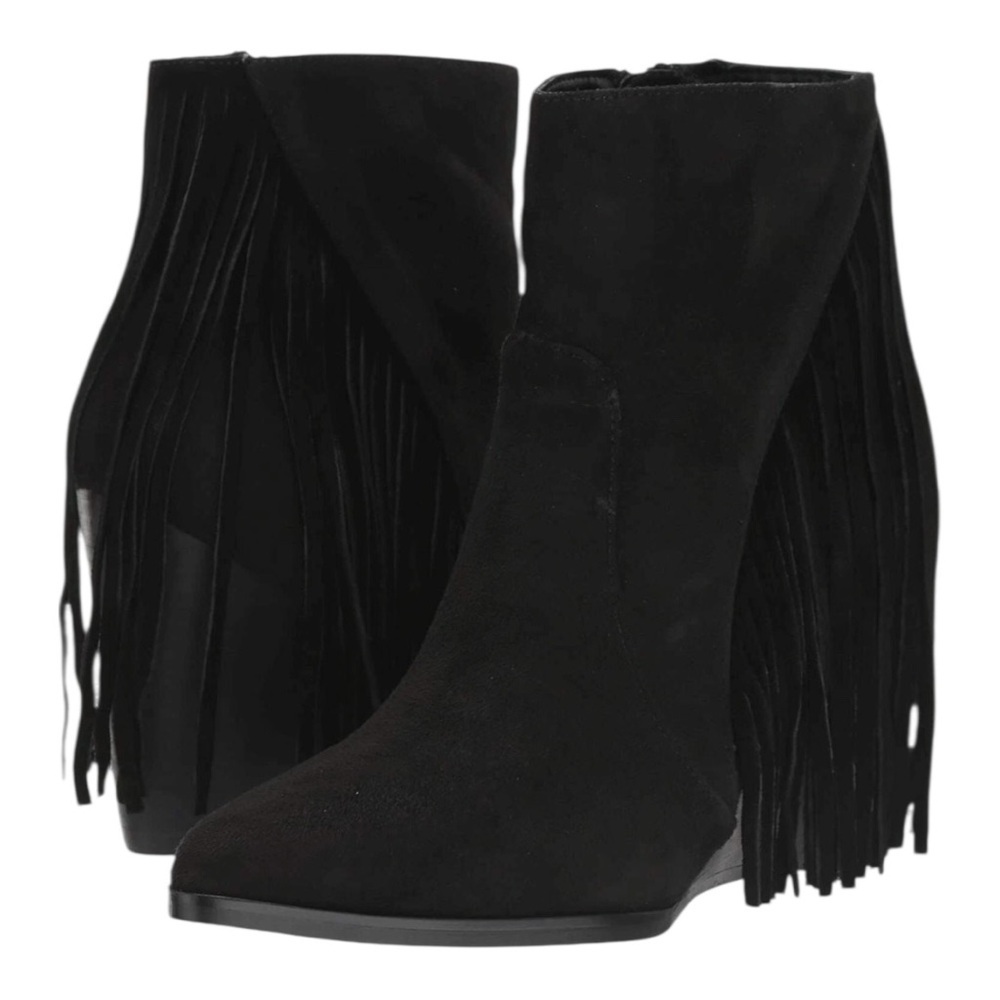 Carlos by Carlos Santana Mika Wedge ankle boots in black faux suede SZ 8.5 - Picture 3 of 11